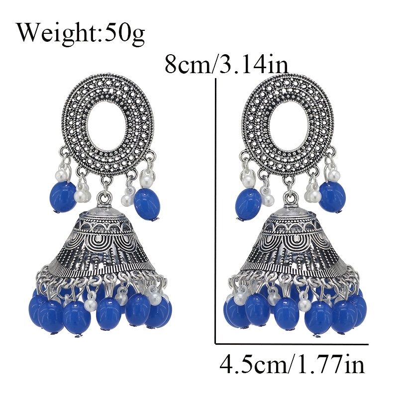 Women's Vintage Agate Oval-Shaped Earrings with Rhinestones